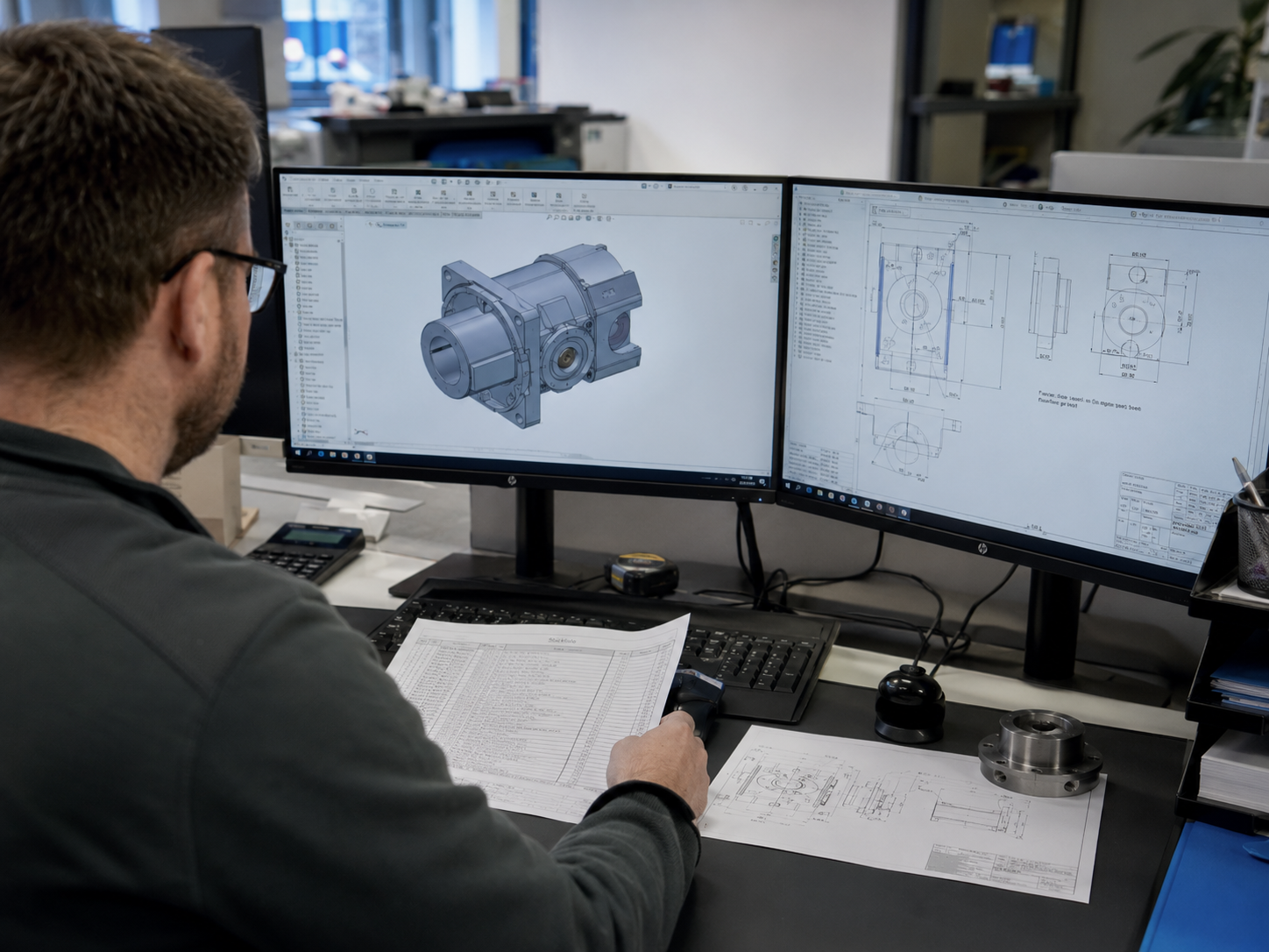 Technische Datenlage mit CAD, Zeichnung und Stückliste